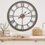 Micasso Large Farmhouse Wall Clock: 24 inch Modern Metal Black with Solid Wood F... - Image 7