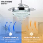 LEONTYNE 42" Modern Crystal Chandelier Ceiling Fan with Light & Remote,Dimmable ... - Image 3