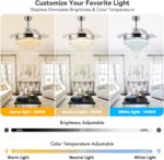 LEONTYNE 42" Modern Crystal Chandelier Ceiling Fan with Light & Remote,Dimmable ... - Image 4