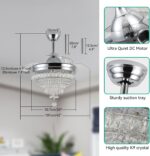 LEONTYNE 42" Modern Crystal Chandelier Ceiling Fan with Light & Remote,Dimmable ... - Image 5