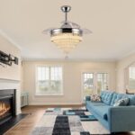 LEONTYNE 42" Modern Crystal Chandelier Ceiling Fan with Light & Remote,Dimmable ... - Image 7
