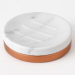 4 Piece Ceramic Bathroom Accessories Set - MARBLE Look Rose Gold White - Our Com... - Image 3