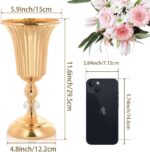 11.6 inches Metal Wedding Flower Trumpet Stripe Vases Table Centerpieces for Art... - Image 3