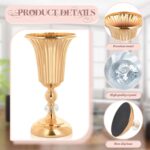 11.6 inches Metal Wedding Flower Trumpet Stripe Vases Table Centerpieces for Art... - Image 4