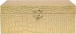 Set of 2 Wooden Decorative Nesting Storage Boxes, Gold Crocodile Leather with Cl... - Image 8