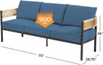 Gand Patio Outdoor 3-Seat Couch Sofa, Wicker Conversation Set with Thick Cushion... - Image 3