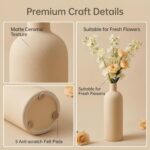 Beige Ceramic Vase Set of 4, Modern Neutral Colors Home Decor, Rustic Farmhouse ... - Image 6