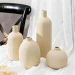 Beige Ceramic Vase Set of 4, Modern Neutral Colors Home Decor, Rustic Farmhouse ... - Image 8