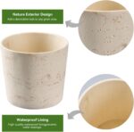 Ekirlin 7 Inch Natural Travertine Textures Plant Pot, Resin Outdoor Planter with... - Image 6