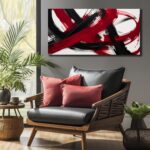 Abstract Canvas Wall Art for Bedroom Black and Red Wall Decor for Living Room Mo... - Image 3