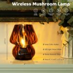 ULAROOM Battery Operated Mushroom Lamp - Vintage Small Table Lamp with Timer, Co... - Image 3