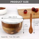 Salt Cellar Box with Lid & Spoon, Modern White Stone Salt or Pepper Sugar Spice ... - Image 3