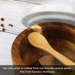 Salt Cellar Box with Lid & Spoon, Modern White Stone Salt or Pepper Sugar Spice ... - Image 5