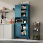 YAUWOH 69" Tall Metal Pantry Cabinet with Microwave Shelf,Microwave Storage Cabi... - Image 3