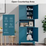 YAUWOH 69" Tall Metal Pantry Cabinet with Microwave Shelf,Microwave Storage Cabi... - Image 4