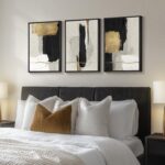 Framed Black and White Abstract Wall Art, 3 Piece Canvas Prints Paintings Artwor... - Image 3