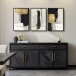 Framed Black and White Abstract Wall Art, 3 Piece Canvas Prints Paintings Artwor... - Image 6