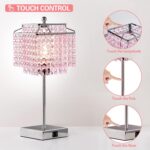 Luvkczc Crystal Touch Table Lamp, Bedside Lamp with USB C+A Ports, Pink Lamp, Di... - Image 3