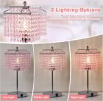 Luvkczc Crystal Touch Table Lamp, Bedside Lamp with USB C+A Ports, Pink Lamp, Di... - Image 4
