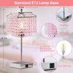 Luvkczc Crystal Touch Table Lamp, Bedside Lamp with USB C+A Ports, Pink Lamp, Di... - Image 5