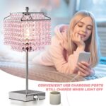 Luvkczc Crystal Touch Table Lamp, Bedside Lamp with USB C+A Ports, Pink Lamp, Di... - Image 8