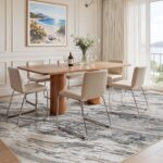 Area Rugs for Living Room: 5X7 Abstract Washable Rug Modern Neutral Large Soft S... - Image 4