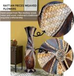 Tall Floor Vase, 24'' Designed Handcrafted Wood Decorative Large Brown Vases wit... - Image 4