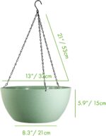 WOUSIWER 13 inch 2 Pack Large Hanging Planters for Indoor Outdoor Plants with Dr... - Image 3
