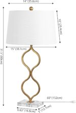 JONATHAN Y 31.5" Gold Curved Metal and Crystal Table Lamp, Modern Glam Bedside L... - Image 4