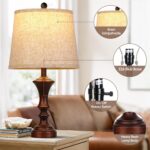 ROTTOGOON Retro Table Lamps Set of 2 Nightstand Lamp for Bedroom Vintage Rustic ... - Image 4