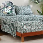 JSD Green Floral Cotton Sheet Set King, 300 Thread Count Printed Sateen Sheets, ... - Image 6