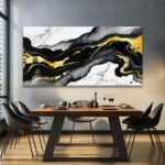 TAIJXAGSG Large Abstract Wall Art Canvas Art Wall Decor Marble Texture Black And... - Image 6
