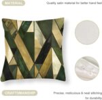 Olive Green Gold Bronze Geometric Glam Chic Satin Cushion Covers Vintage Geometr... - Image 5