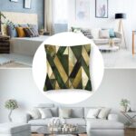 Olive Green Gold Bronze Geometric Glam Chic Satin Cushion Covers Vintage Geometr... - Image 6
