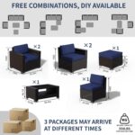 7 Piece Patio Furniture Set, Slanted Back Outdoor Sectional Sofa, Patio Conversa... - Image 3