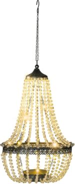 Hanging Solar Lantern Outdoor, 28” Modern Clear Crystal Acrylic Chandelier with ... - Image 3