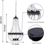Hanging Solar Lantern Outdoor, 28” Modern Clear Crystal Acrylic Chandelier with ... - Image 4