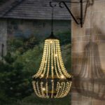 Hanging Solar Lantern Outdoor, 28” Modern Clear Crystal Acrylic Chandelier with ... - Image 6