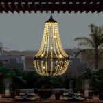 Hanging Solar Lantern Outdoor, 28” Modern Clear Crystal Acrylic Chandelier with ... - Image 7