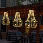 Hanging Solar Lantern Outdoor, 28” Modern Clear Crystal Acrylic Chandelier with ... - Image 8