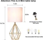 SOTTAE Gold Table Lamps Set of 2, Small Gold End Table Lamp with White Fabric Sh... - Image 5