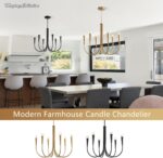 Modern Farmhouse Candlestick Chandelier Vintage 6 Light Gold Candle Chandelier L... - Image 7