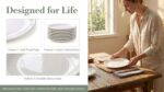 White Porcelain Dinner Plates Set of 6, 11 Inch Round Serving Dishes, Microwave ... - Image 6