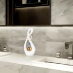 Modern Abstract Sculpture Home Decor, White and Gold Decor, Living Room Decorati... - Image 4