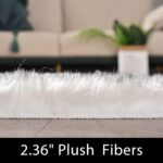 Latepis White and Grey Faux Fur Rug 3x5 Area Washable Fluffy Rugs for Bedroom Li... - Image 3