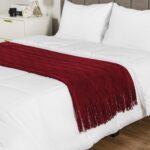 PAVILIA Maroon Red Knit Throw Blanket for Couch Bed, Soft Knitted Farmhouse Sofa... - Image 4