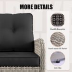 7Pcs Patio Rocking Swivel Chair with 55,000 BTU Fire Pit Table Outdoor Wicker Ra... - Image 5