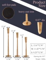 Gold Iron Taper Candle Holder Set of 3, Heavy Wrought Iron Candlestick Holders D... - Image 3