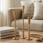 Gold Iron Taper Candle Holder Set of 3, Heavy Wrought Iron Candlestick Holders D... - Image 4