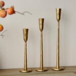 Gold Iron Taper Candle Holder Set of 3, Heavy Wrought Iron Candlestick Holders D... - Image 8